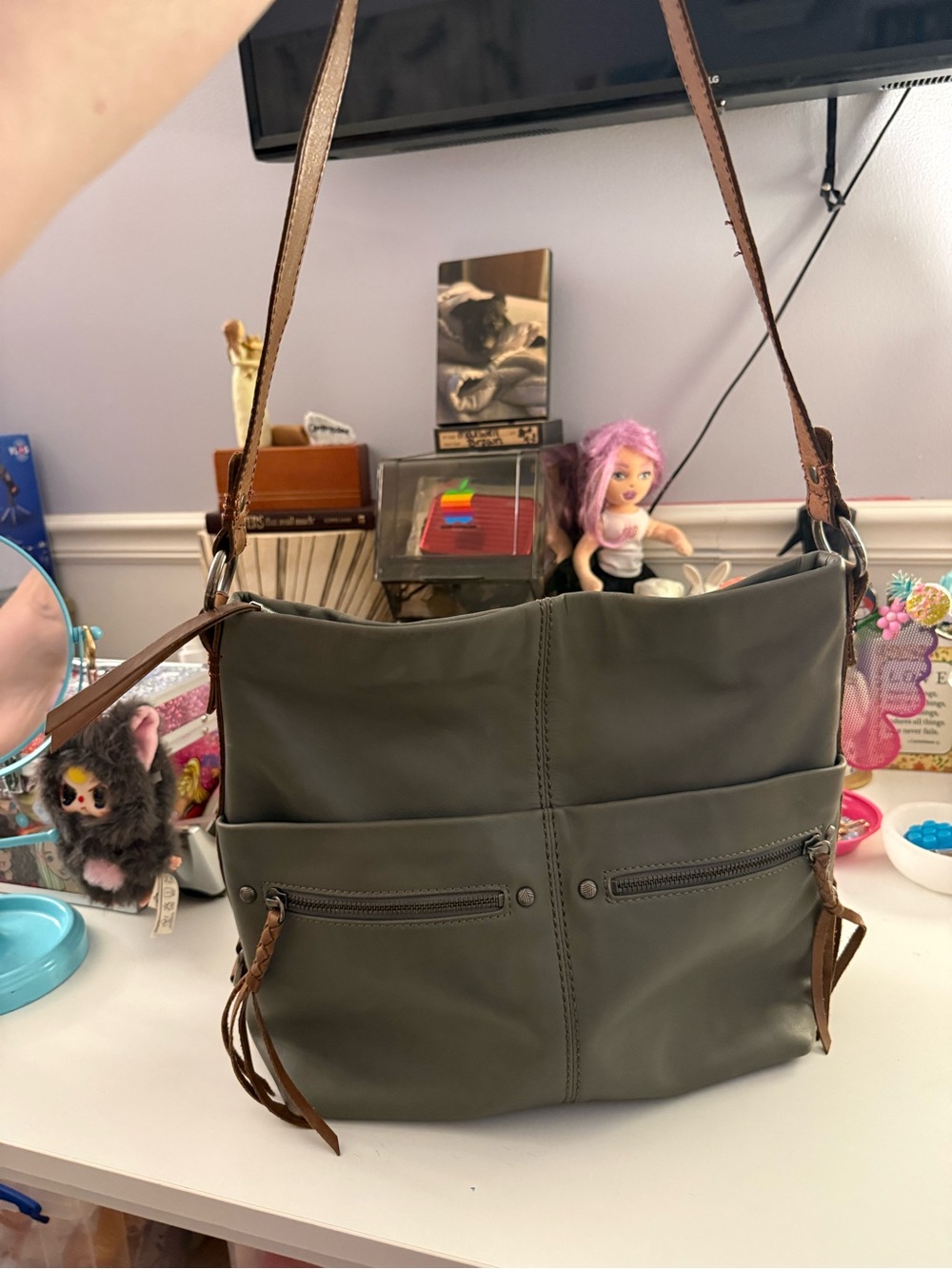 Vintage The SAK Ashland Leather Crossbody Bag in Slate/Gray